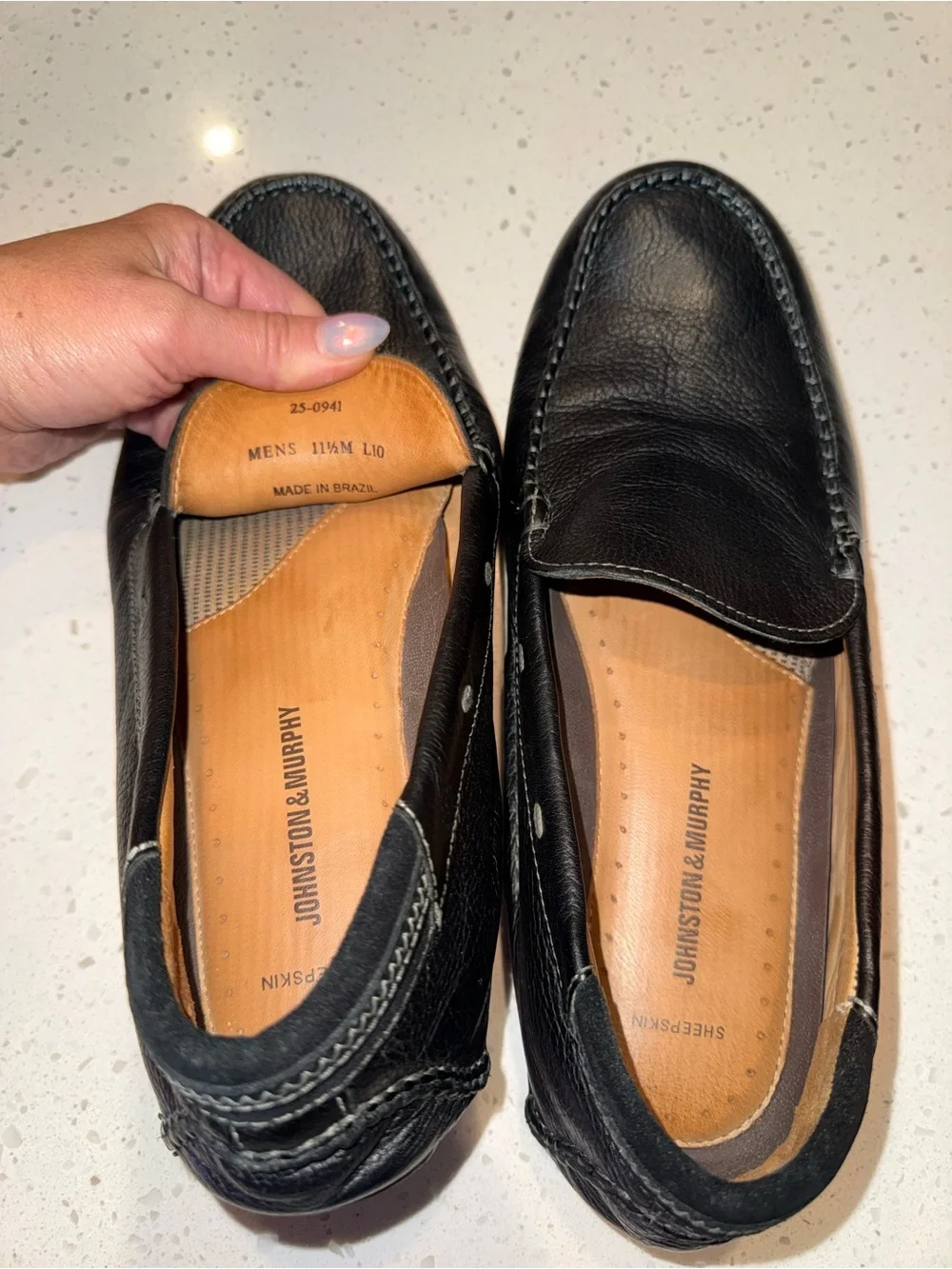 Johnston & Murphy Black Leather Slip-On Loafers